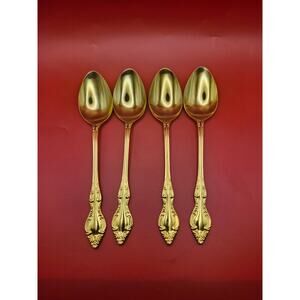 Set of 4 Golden Rexford Gold Electroplate Soup Spoons 7.5” National Stainless